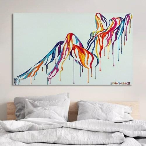 Nordic Colorful Modern Abstract Girl Wall Art Canvas Painting Posters and Prints Picture Home Living Room Decor (No Frame)