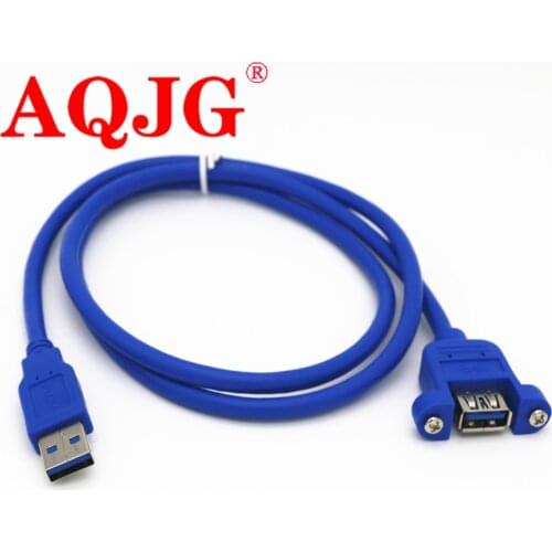 USB 3.0 Male to Female Extension Cable with Panel Mount Screw hole lock connector adapter cord for computer Blue wholesale