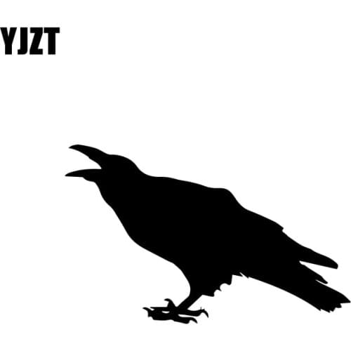 YJZT 14CM*8.6CM Cawing Raven Birds Fun Vinyl Decor Car Sticker Decal Graphical Black/Silver C11-1191