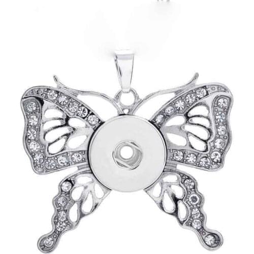 Butterfly Retro Vintage 190 Sweater Chain Ginger Jewelry Pendant Necklace Charm jewelry For Women Fit 18mm Button