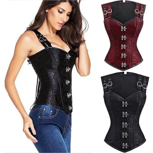 Womens Retro Corset Shapewear Gothic Steampunk Brocade Steel Boned Waist Cincher Vest Renaissance Festival Underbust Korzet