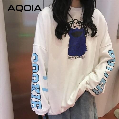 Autumn Kawaii Cartoon Printing Loose Womens Sweatshirt Harajuku Oversize Women Sweatshirt 2020 Winter Fashion Female Pullovers