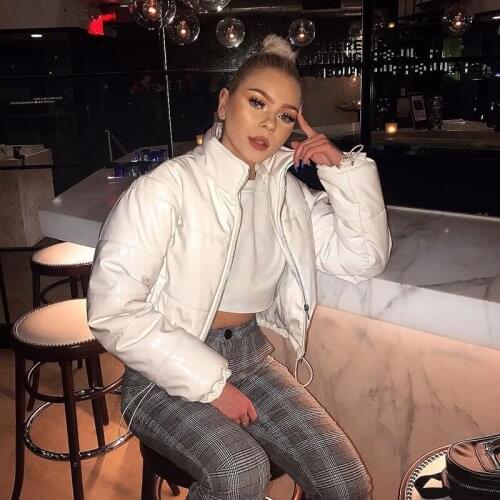 Winter Thick Warm Short Parkas Women Fashion Black Elegant Zipper Female Ladies Pu Leather Jacket