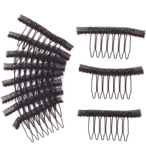 10-20Pcs/Lot Lace Hair Clips For Extensions Black 7 Teeth Wig Combs Black Wig Comb Clips For Wigs Strong Lace