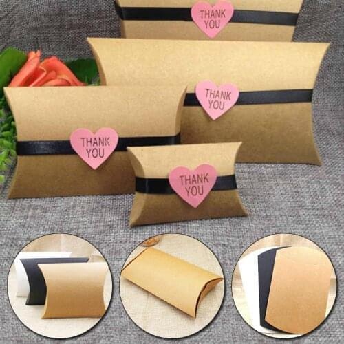 10 pcs Paper Pillow Boxes Blank Gift Box Kraft Storage Box Paper Packing Boxes For Jewelry Crafts Wedding Favor Gift Boxes