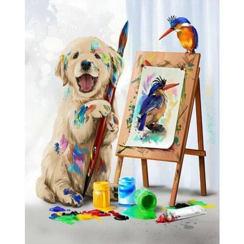 5D diamond embroidery animal cross stitch full round diy diamond painting colour dog stickers Mosaic pictures puzzle FR191