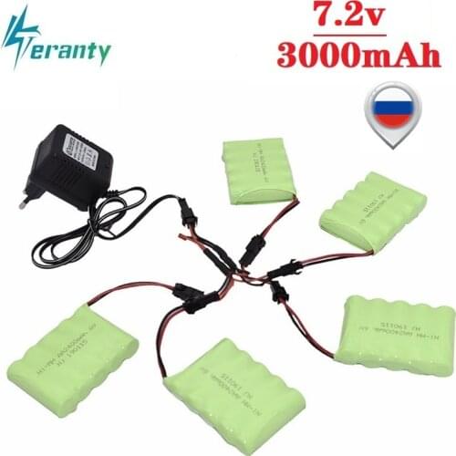 7.2v 3000mah Rechargeable Battery + Charger For Rc toys Cars Tanks Robots Gun RC Boat AA Ni-MH 7.2v 2400mah NiMH Battery Pack
