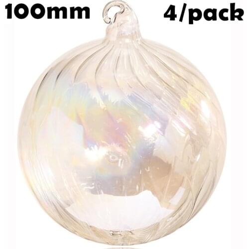 Promotion - 4/Pack, DIY Paintable Christmas Decoration Ornament 100mm Glass Rainbow Ring Ball