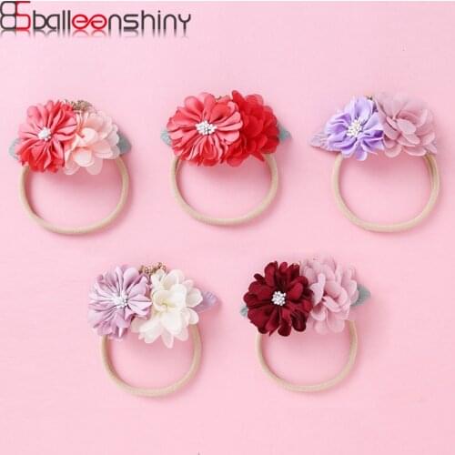 Balleenshiny DIY Handmade Stitching Baby Hair Band Elastic Fabric Nylon Hair Tie Lovely Princess Kids Girls Hair Accessories