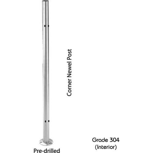 Freeshipping SUS 304# Pre-Drilled 4 Holes/Corner Newel Post
