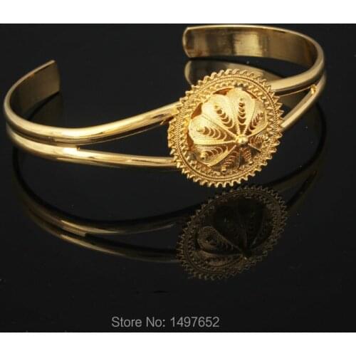 Ethiopian Cuff Bangle Women Jewelry / Gold Color African /Kenya Bride Wedding Bracelet Gifts