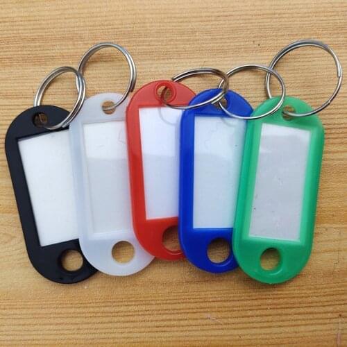 10pcs / lot Plastic Key Card ID Label Tags Split Ring Key ring Key chain 10 Colors DIY Picture frame Red Pink Green Blue Yellow