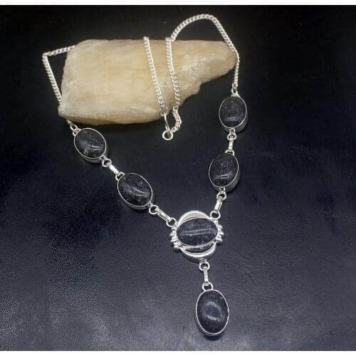 Gemstonefactory Jewelry Big Promotion 925 Silver Natural Gorgeous Black Snowflake Obsidian Women Chain Necklace 46cm 202101386