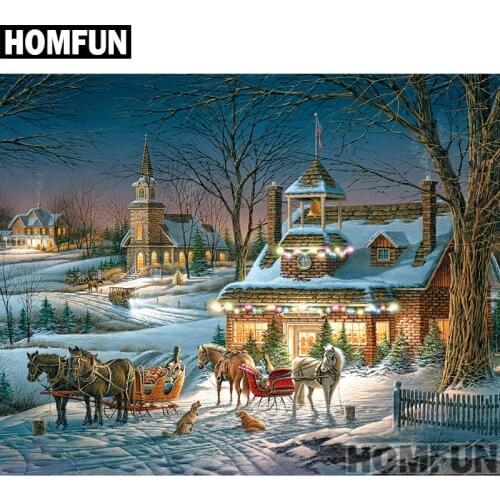 HOMFUN Full Diamond "Christmas night" DIY 5D Diamond Painting Cross Stitch Home Decor Picture Of Rhinestone Handmade A00803