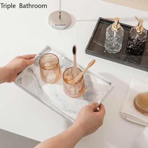 Nordic Ceramic Bathroom Tray Kitchen Square Storage Wash Set Cosmetic Jewelry Trays Organizer Display Storage Stand Accessories