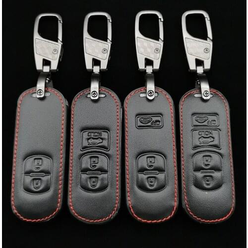 Car Key Leather Cover Remote Fob Case For Mazda 2 3 5 6 CX-3 CX-5 CX-7 CX-9 Speed Miata MX5 Shield Protective Jacket 2 3 4Button