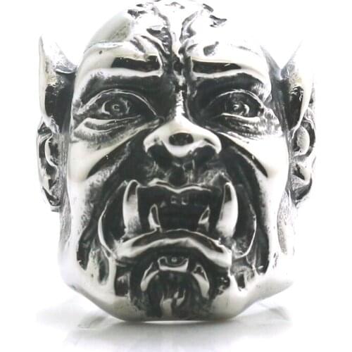 Size 7 to Size 15 Unisex 316L Stainless Gothic Big Evil Demon Skull Ring Newest
