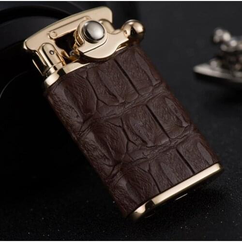 Chief Creative Crocodile Leather Kerosene gasoline petroleum oil lighter Rocker Arm Grinding Wheel Igniter Gift (No fuel)