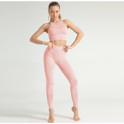 LAISIYI Set 2 Piece Workout 2020 New Set Women Seamless Sportswear Fitness Female Gym Women Tracksuit Leggings Sports Set