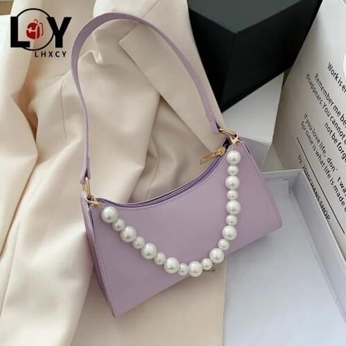 LHXCY Women Popular Simple Female Daily Bag Fashion Small Purses Handbag Pearl Portable Bag Crossbody Models Portable Square Bag
