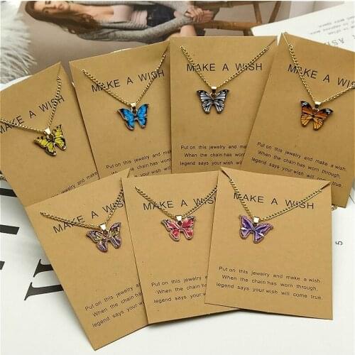 Hot Sale Auto Interior Parts Fashion Cute Butterfly Pendant Necklace for Women Golden Color Statement Necklace Jewelry Gifts