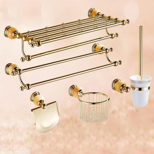Bathroom Accessories Set, Brass Paper Holder,Towel Bar,Towel Rack,Toilet Brush Holder, Corner Shelf,Gold Bathroom Hardware set