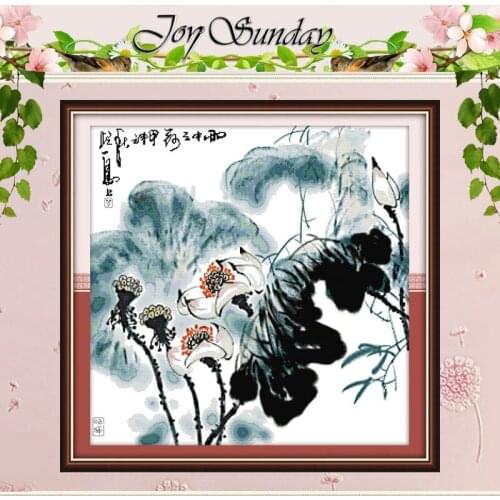 Lotus in the Rain Counted Cross Stitch 11CT 14CT Cross Stitch Set Wholesale Flower Cross-stitch Kit Embroidery Needlework