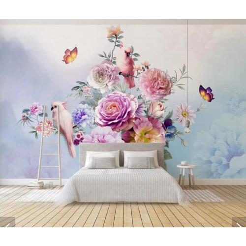 Watercolor Pink Flower Wallpaper Murals Home Wall Mural Decals 3D Print Photo Stereo Floral Wall Paper Roll 3d Wall Murals