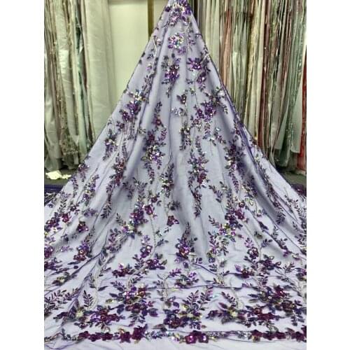 Newest SYJ-418886 African Lace Fabric Sequins and beads Tulle Lace Fabirc Nigerian Lace Hot Sale African Lace For Wedding