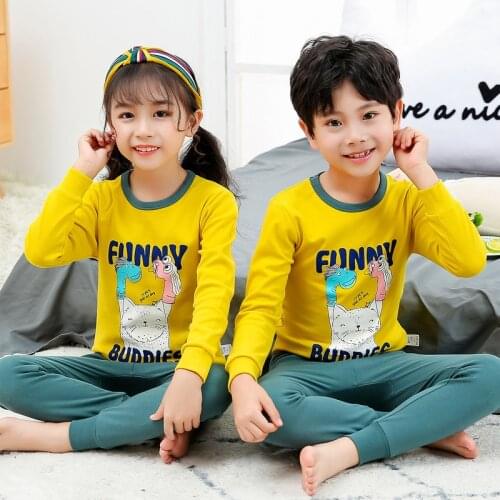 New Winter Sleepwear For Baby Kids Full Sleeve Pijamas Infantil 100% Cotton Autumn Kids Pajamas Set Boys Girls Clothes 6 10 12Y