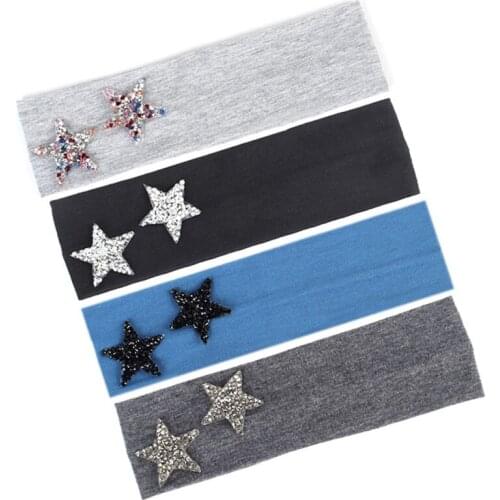 Girls Star Headbands Shine Hair Accessories For Children New Born Baby Cut Plain Hair Bands Kids Handmade Cotton Headwear Solid