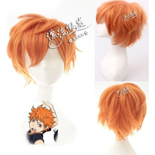 Shoyo Hinata Orange Color Wig Anime Haikyuu Karasuno High School Volleyball Club Cosplay Hair Synthetic Cosplay Wig 20cm