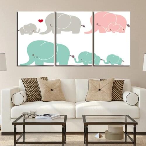 Custom Kids Wall Art Mom and Baby Elephant Cute Baby Animal Posters for Kids nursery Room Home Living Room Decor Drop shipping