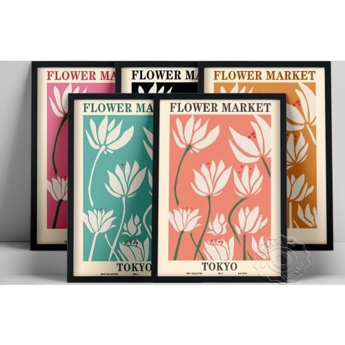 World Travel Poster, Flower Market Wall Picture, Color Tokyo Flower Market Prints Art, Plant Flower Wall Art, Flower Shop Sign