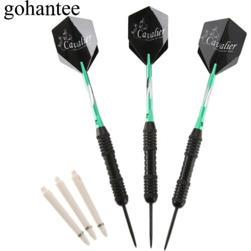 Gohantee 3 Pcs/Box Green Professional 22g Steel Darts High Quality Steel Needle Tips Darts Nice Flights for Electronic Dartboard