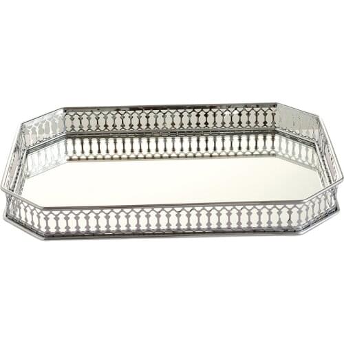 Rectangular silver mirror table centerpiece serving tray decorative plate