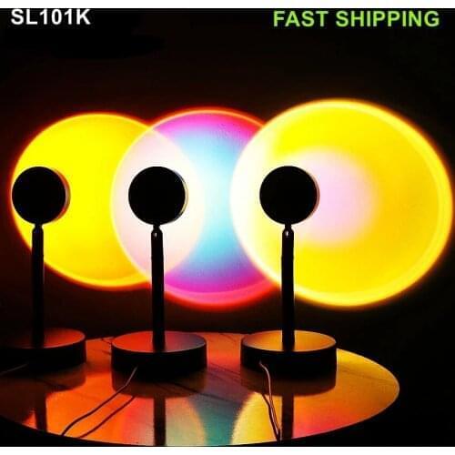 Rainbow Sunset ProjectorAtmosphere LED Night Light Coffee Shop Projection Lights Children Bedroom Night Sunset USB Table Lamp