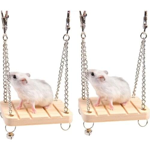 2 Pack Hamster Swing Toy with Bell - Anti-Slip Groove Design - Small Animals Squirrels Gerbils Mice Dwarfs Rats - Rest and Play