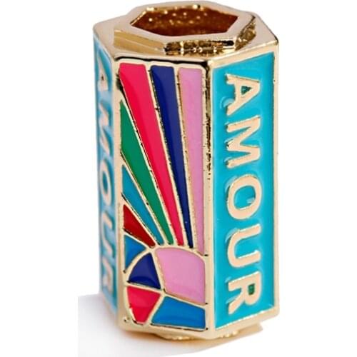 Charms Bead Gold Copper Bracelet Supplies Connectors Classic Big Hole Dripping Oil DIY Beads Making Bracelet Jewelry