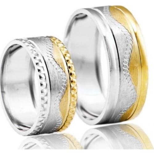 SILVERFONI 925 Sterling Real Silver Double Wedding Bands Rings Bracelet Woman Men Luxury Jewelry Fashion Engagement Anniversary