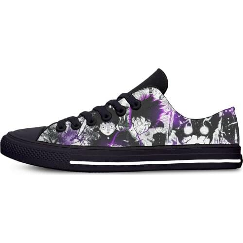 Japanese Anime Mob Psycho 100 Kageyama Shigeo Casual Cloth Shoes Low Top Lightweight Breathable 3D Print Men Women Sneakers