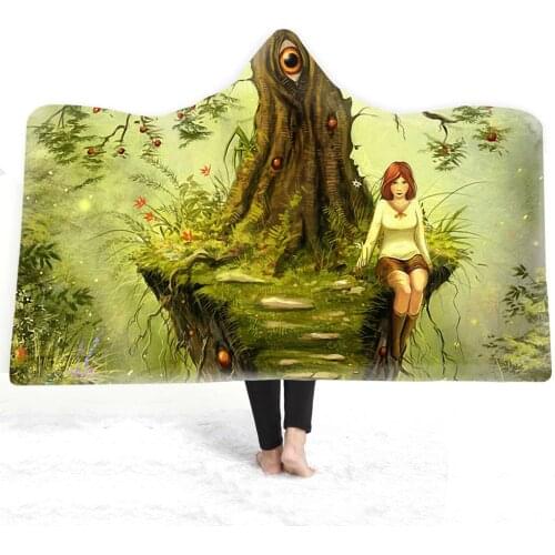Flamingo Print Magic Cloak Home Sofa Warm Heating Cashmere Hooded Blanket Adult Children Nap Cashmere Hooded Blanket