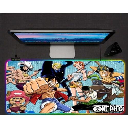 XGZ One Piece Animation Mouse Pad RGB Gamer Accessories LED Backlight Computer Desktop Keyboard Pad Gaming Mouse Pad XXL