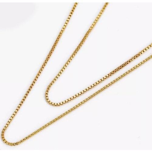 XP Jewelry --(45cm *1 mm) Small Box Chain Necklaces For Women 24 k Pure Gold Color Gobal Sale Jewelry Fashion Lead and Nickel Fr