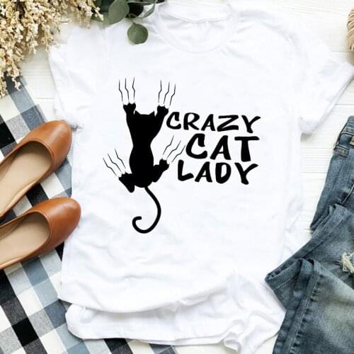 2021 New Cat T Shirts Women Street Tee Shirt Fashion Aesthetic Oversized Female Harajuku Punk Cloth S-3XL Tops Short Sleeve