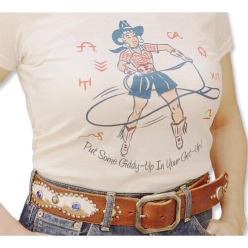 Women Cowgirl Print Crop Tee Short Sleeve Crop womens T-shirt y2k top summer 90s Aesthetic T-shirts Harajuku Woman clothes tee