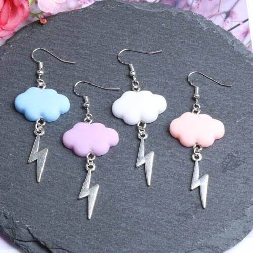 1 Pair Fashion New Acrylic Cute Cloud Lightning Earrings Hot Charm Drop Dangle Women Girls Fashion Jewelry