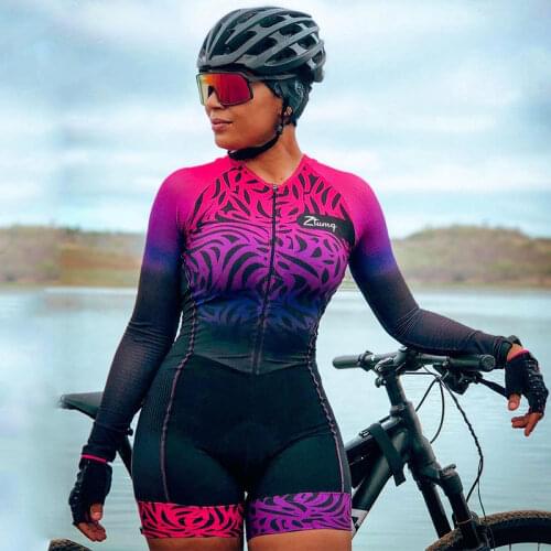 Female Cycling Jumpsuit 2021 Summer Breathable Long Sleeve Little Bicyle Monkey Triathlon Suit Womens Mountain Bike Clothing