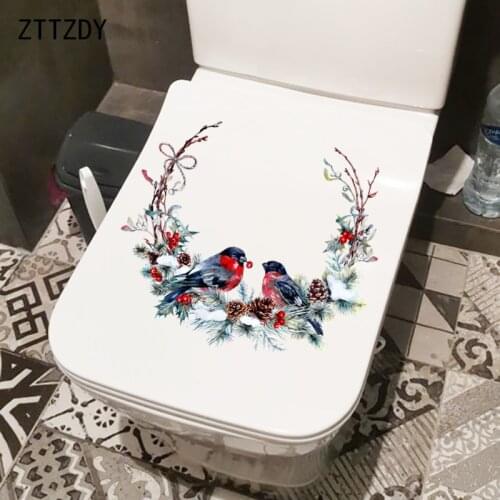 ZTTZDY 24.8CM×21.5CM Painted Birds Wreath Art Home Wall Stickers Mural Bathroom Toilet Decor T2-0787