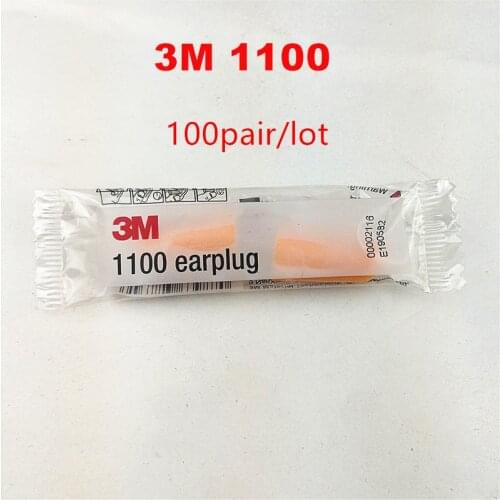 100pairs/lot 3M 1100 Disposable Ear Plug Foam Noise Reducer